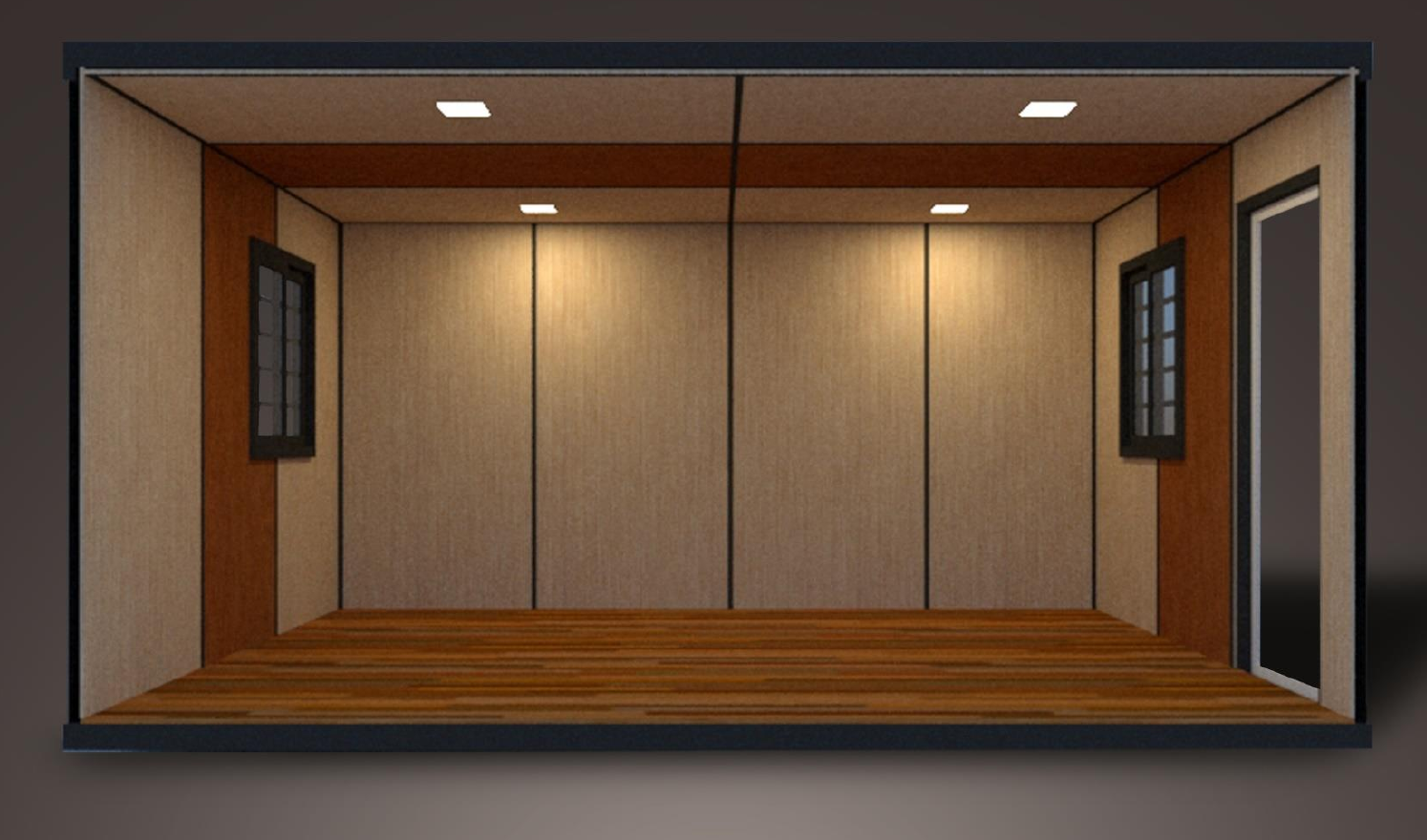 Luxury Cabin Interior with Wood Finish & Recessed Lighting